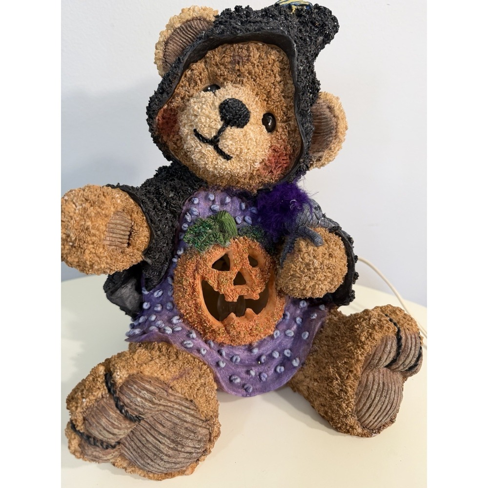 Harvest Hone Collection Teddy Bear Witch Night Light Resin Halloween decor